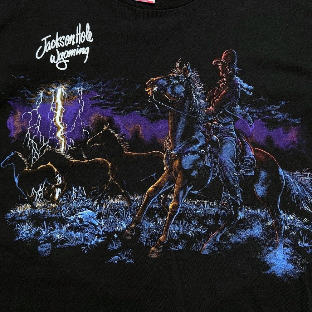 Vintage 90s Jackson Hole Wyoming T Shirt Fruit Of The Loom Single Stitch USA